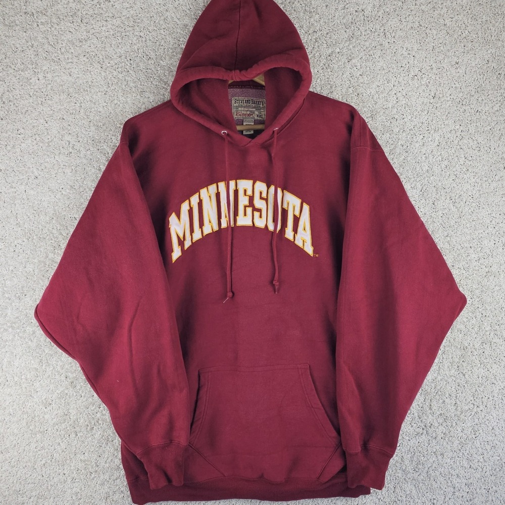 Vintage Steve and Barrys MN Golden Gophers Embroidered Arch Maroon Hoodie Sz 2XL